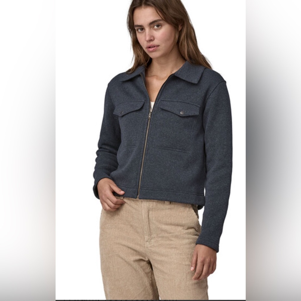 NWT Women Patagonia Better Sweater Zippered Chore Jacket Pitch Blue LARGE $159